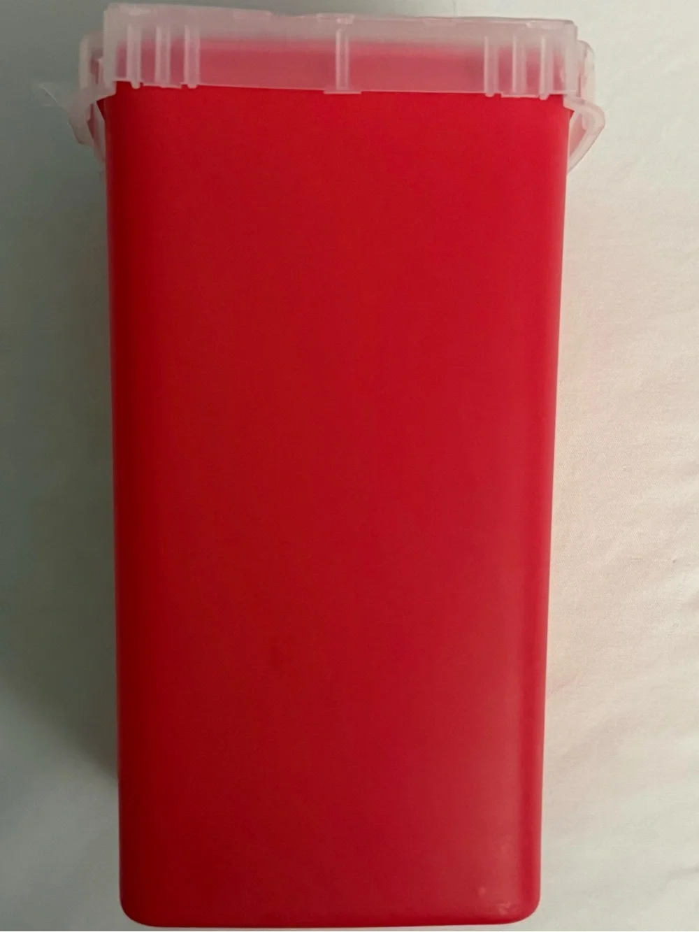 Red Clinical Sharps Container with Biohazard Label Medical Safety Disposable Can